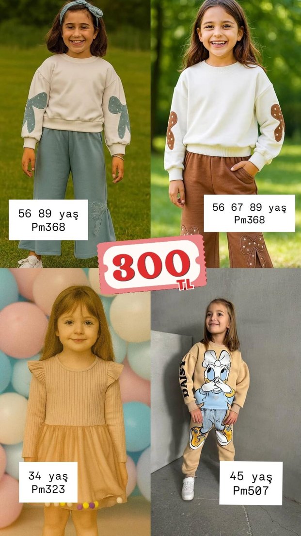 Kız Çocuk Renkli Desenli Triko Eşofman Takımı - Görsel 5