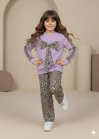 Kız Çocuk Fermuarlı Mor Eşofman Takımı - Görsel 18
