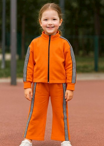 Kız Çocuk Fermuarlı Mor Eşofman Takımı - Görsel 5