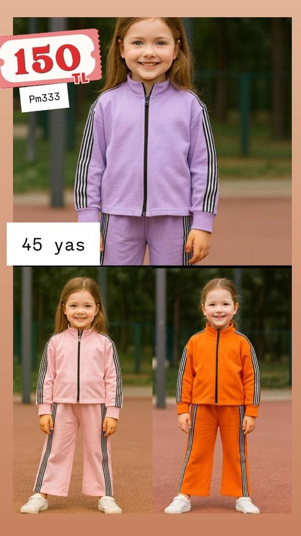 Kız Çocuk Fermuarlı Mor Eşofman Takımı - Görsel 4