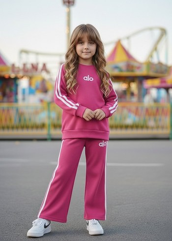 Mor Tie-Dye Rahat Kesim Kız Eşofman Takımı - Görsel 5