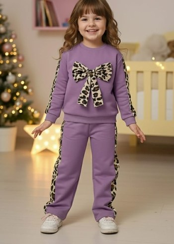 Kız Çocuk Pembe Leopar Desenli Eşofman Takımı - Görsel 2