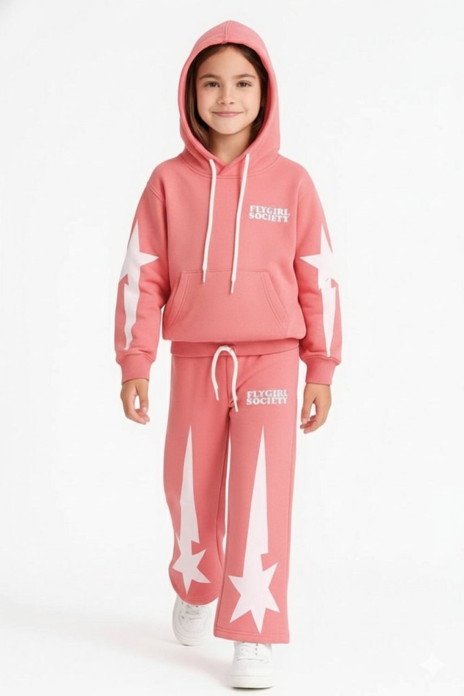 Kız Çocuk Mor Kapüşonlu Eşofman Takımı - Görsel 2