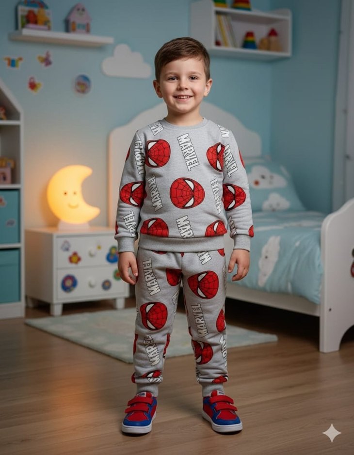 Kız Çocuk Gri Örme Street Wear Eşofman Takımı - Görsel 2