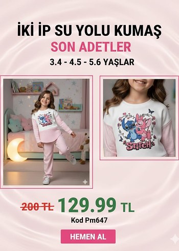 Pembe Pamuklu Baskılı Çocuk Uyku Tekstili - Görsel 5