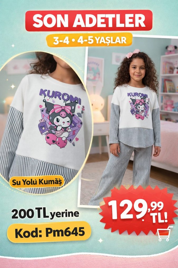 Pembe Pamuklu Baskılı Çocuk Uyku Tekstili - Görsel 3