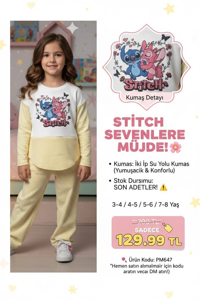 Pembe Pamuklu Baskılı Çocuk Uyku Tekstili - Görsel 4