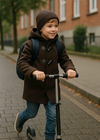 Erkek Çocuk Haki Düğmeli Polar Ceket - Görsel 3