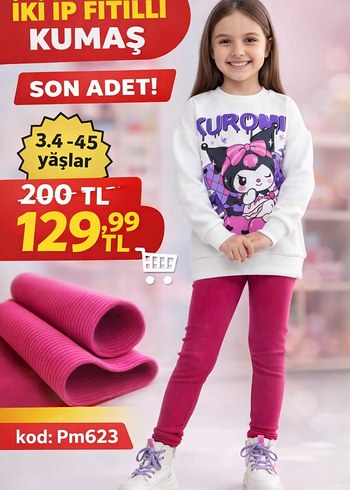 Kız Çocuk Mor Baskılı İki Parça Eşofman Takımı - Görsel 4