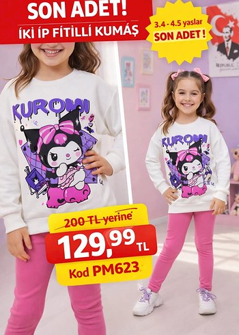 Kız Çocuk Mor Baskılı İki Parça Eşofman Takımı - Görsel 3