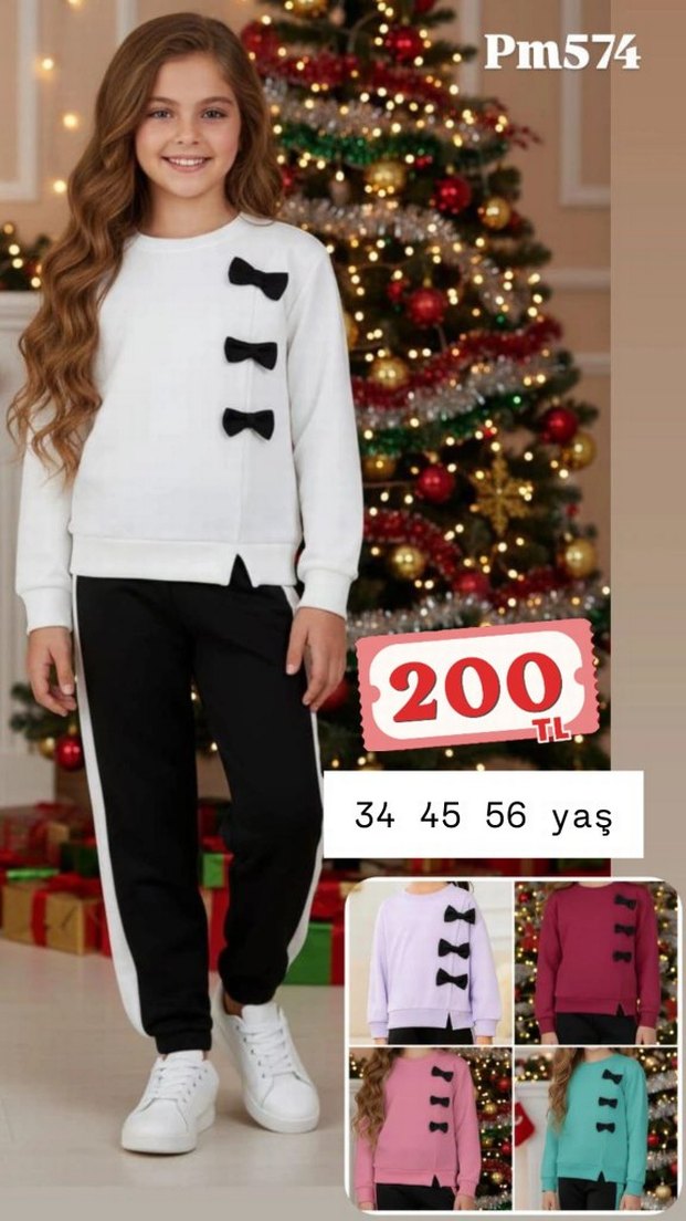 Kızlar için Pembe Rahat Eşofman Altı - Görsel 2