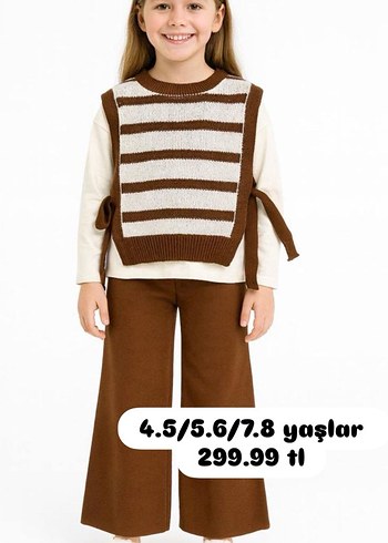 Mor Çizgili Triko Kız Takım - Görsel 2