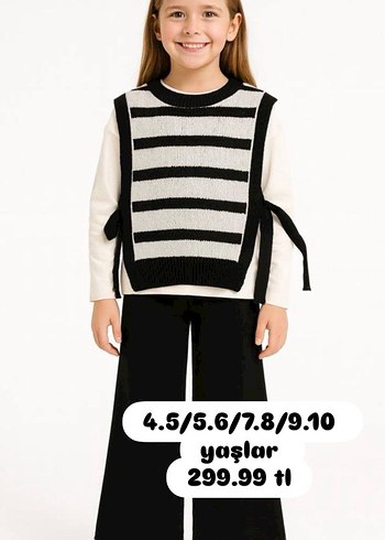 Mor Çizgili Triko Kız Takım - Görsel 4