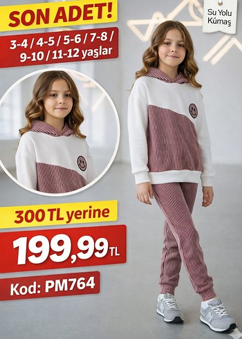 Kız Çocuk Kapüşonlu Pembe Batik Eşofman Takımı - Görsel 4