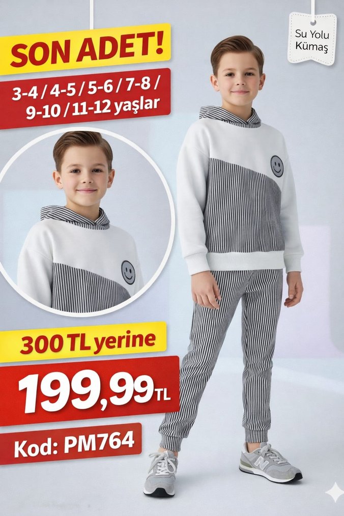 Kız Çocuk Kapüşonlu Pembe Batik Eşofman Takımı - Görsel 3