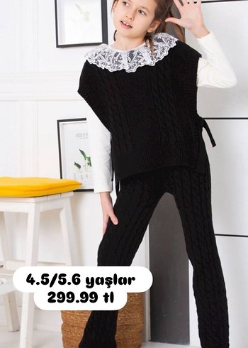 Kız Çocuk Örgü Kahverengi Takım - Görsel 4