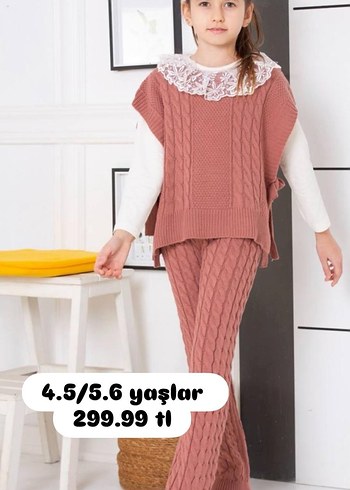 Kız Çocuk Örgü Kahverengi Takım - Görsel 2