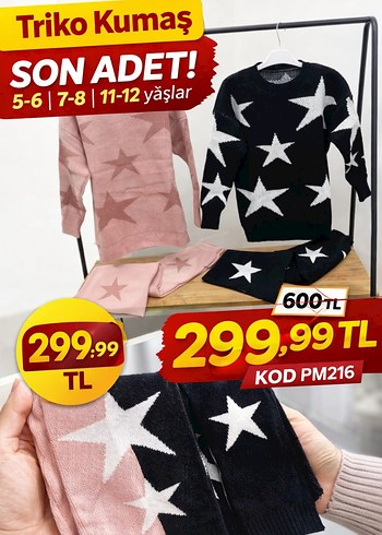 Kız Çocuk Siyah Yıldızlı Triko Takım - Görsel 2