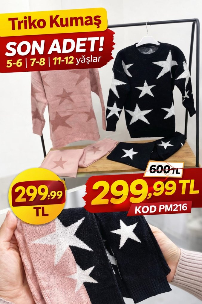 Kız Çocuk Siyah Yıldızlı Triko Takım - Görsel 2