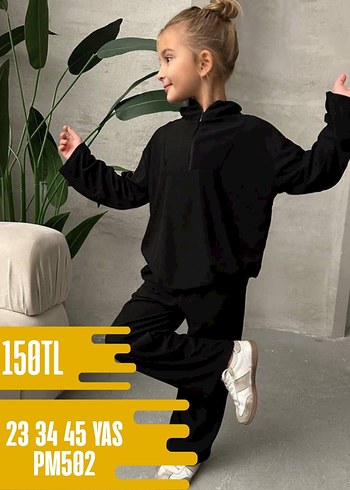 Kız Çocuk Bej Rahat Kesim Eşofman Takımı - Görsel 3