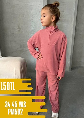 Kız Çocuk Bej Rahat Kesim Eşofman Takımı - Görsel 2