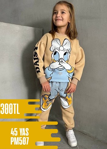 Kız Çocuk Kahverengi Baskılı Eşofman Takımı - Görsel 2