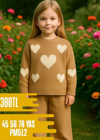 Kız Çocuk Kırmızı Nakışlı Triko Takım - Görsel 2