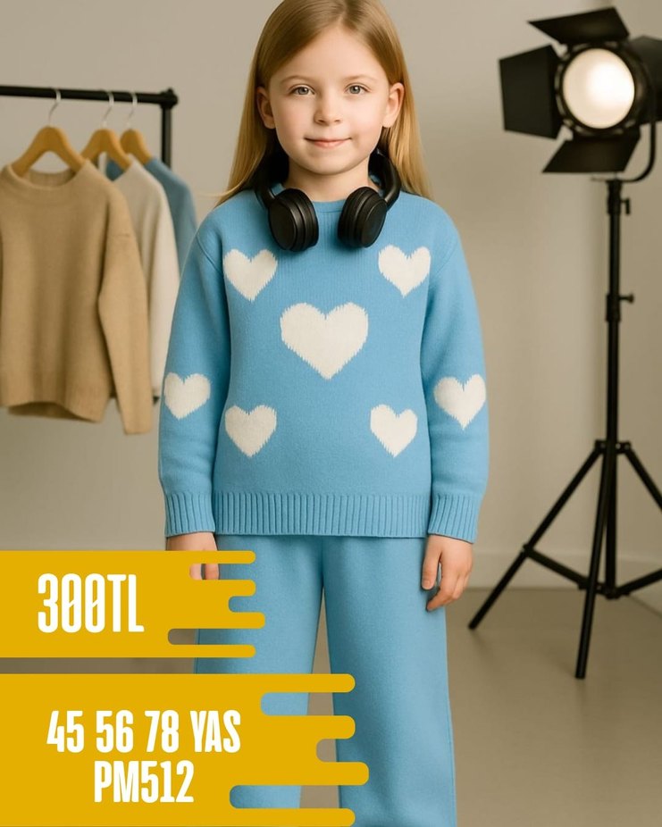 Kız Çocuk Kırmızı Nakışlı Triko Takım - Görsel 5