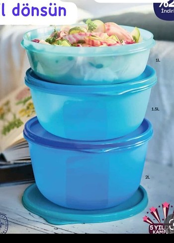 Tupperware Tupperware 3'lü Mavi Saklama Kapları