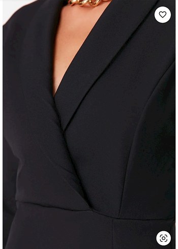 Siyah V Yakalı Mini Kalem Elbise - Görsel 5