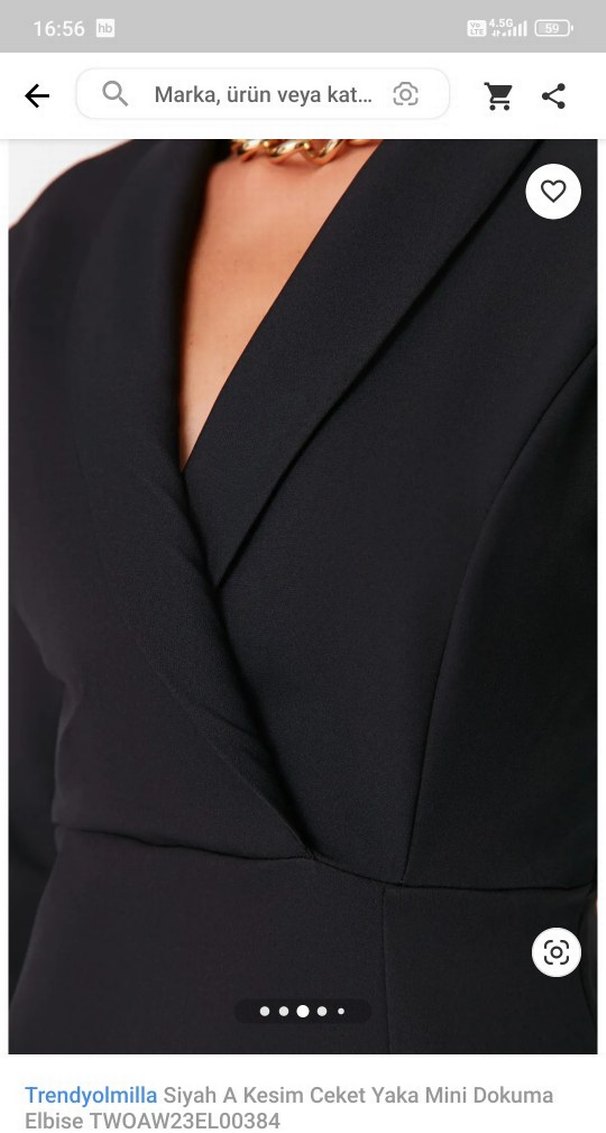 Siyah V Yakalı Mini Kalem Elbise - Görsel 5