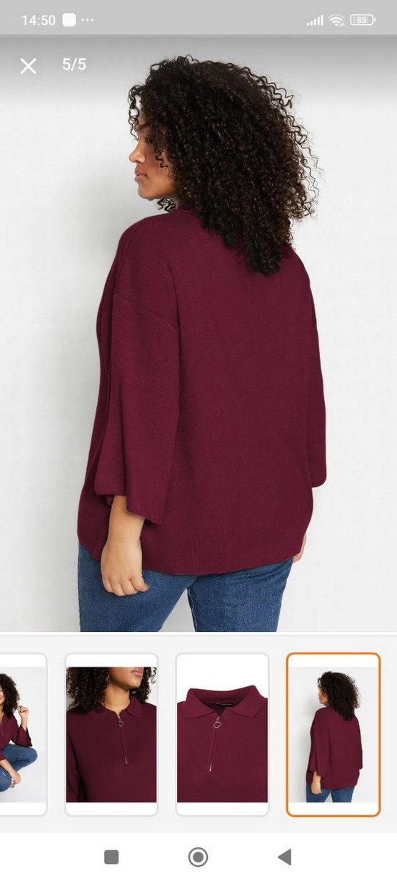 Bordo Fermuarlı Yaka Kadın Triko - Görsel 4