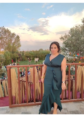 Kadın Yeşil Straplez Uzun Elbise - Görsel 6