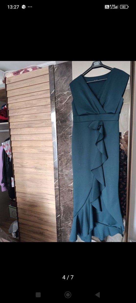 Kadın Yeşil Straplez Uzun Elbise - Görsel 4