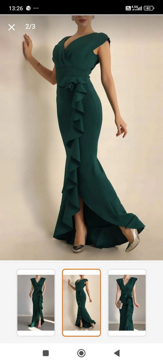 Kadın Yeşil Straplez Uzun Elbise - Görsel 2