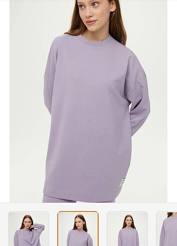 H&M Manuka Uzun Kol Oversize Sweatshirt Lila