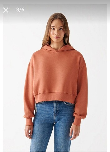 Mavi MAVİ Kapüşonlu Koyu Turuncu Sweatshirt