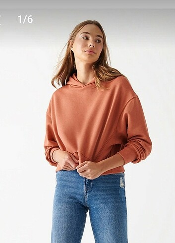 MAVİ Kapüşonlu Koyu Turuncu Sweatshirt 