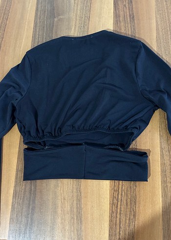 V Yaka Uzun Kollu Lacivert Kadın Bluz - Görsel 2