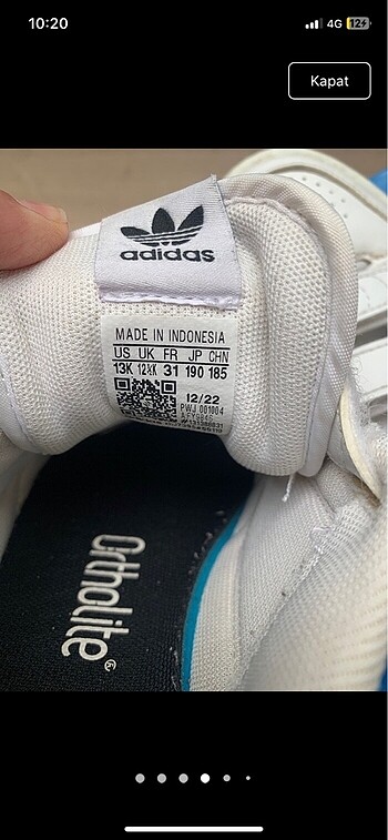 31 Beden beyaz Renk Adidas 31 numara