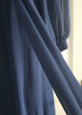 Kadın Lacivert Uzun Kollu Uzun Elbise bel 36 göğüs 40 boy 120 cm - Görsel 5