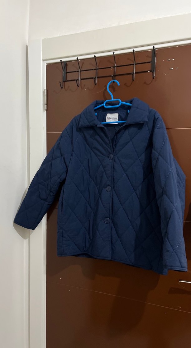 Düğmeli Lacivert Midi Kadın Ceket - Görsel 3