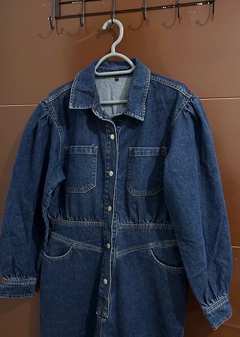 Kadın Lacivert Uzun Denim Tulum - Görsel 2