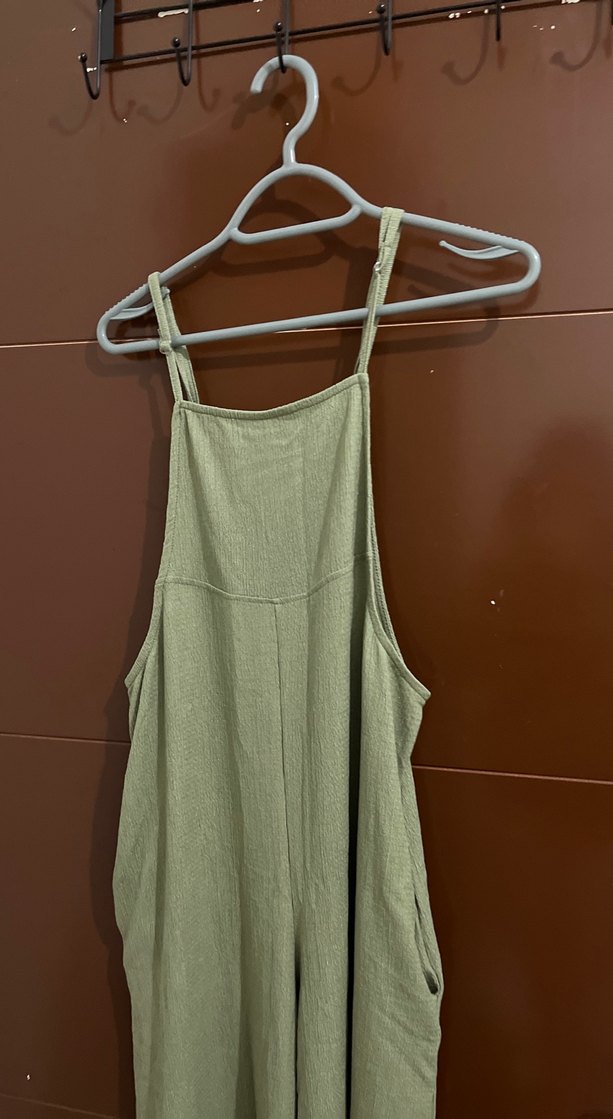 Kadın Bej Keten Salaş Uzun Tulum - Görsel 3