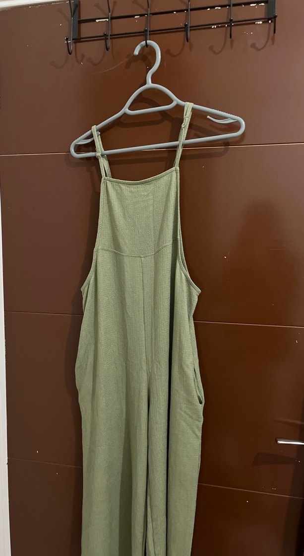 Kadın Bej Keten Salaş Uzun Tulum - Görsel 2