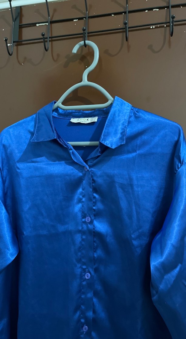 Mavi, Uzun Kollu, Düğmeli Kadın Gömlek - Görsel 3