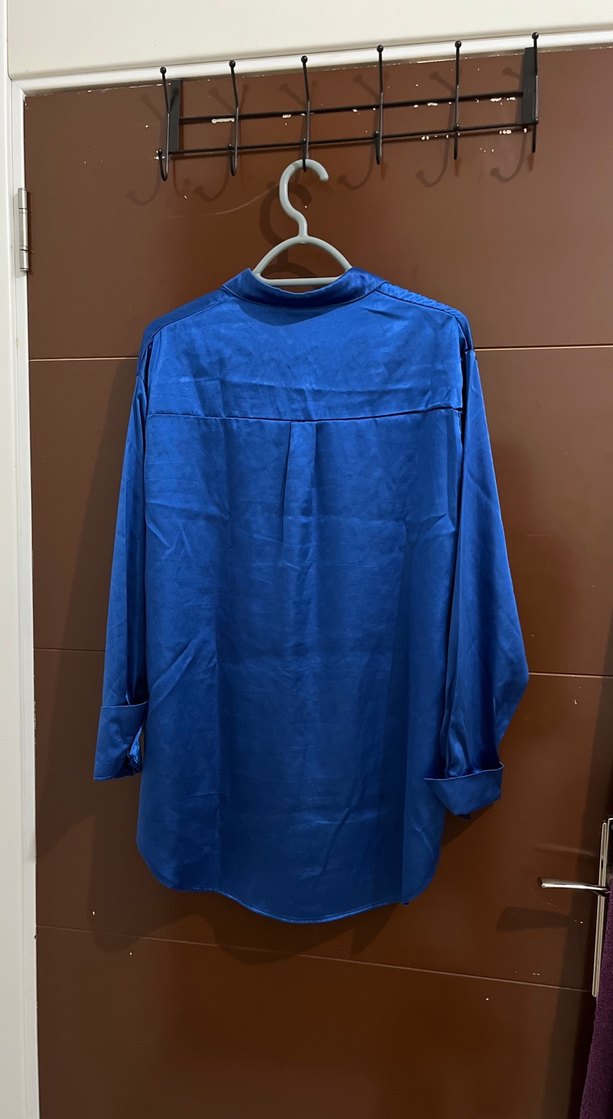 Mavi, Uzun Kollu, Düğmeli Kadın Gömlek - Görsel 4