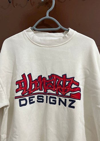 Beyaz Oversize Streetwear Sweatshirt - Görsel 3