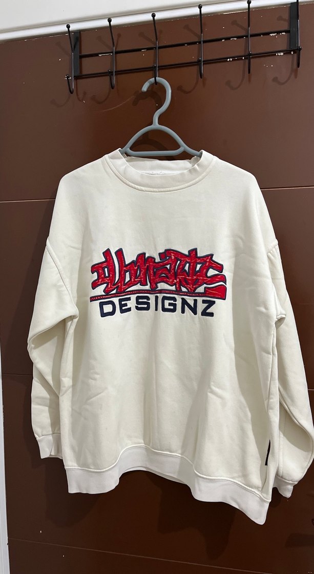 Beyaz Oversize Streetwear Sweatshirt - Görsel 2