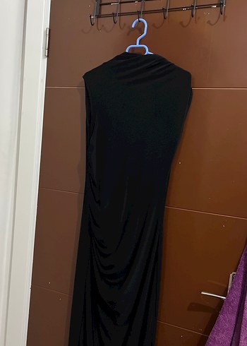 Siyah Drapeli Uzun Kollu Elbise - Görsel 2